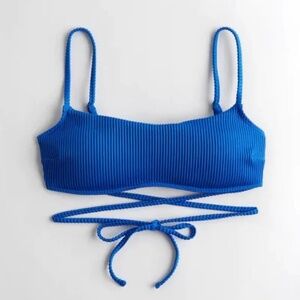Hollister Blue Tie-Up Scoop Bikini Top